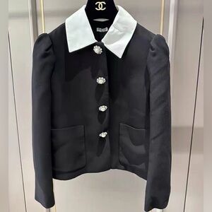 Authentic Miu Miu Black Blazer with White Collar